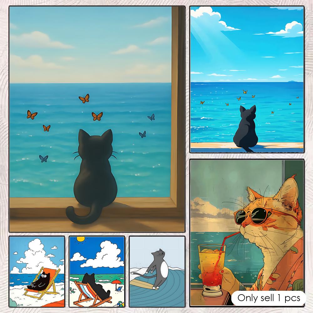 Kat op het strand poster wandd - Esports Gaming Wallpaper recensie en prijs