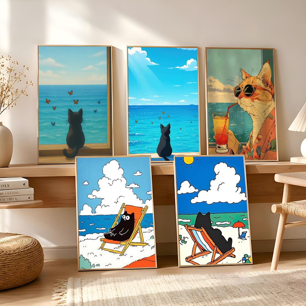 Kat op het strand poster wandd - Esports Gaming Wallpaper recensie en prijs